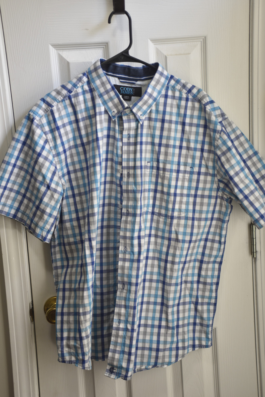Cody James Core Plaid Button Down Short sleeve Blue White Sz Large LSC147